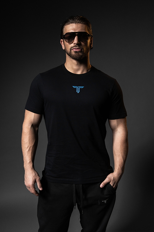 Essential T-Shirt - Blue Icon - Black