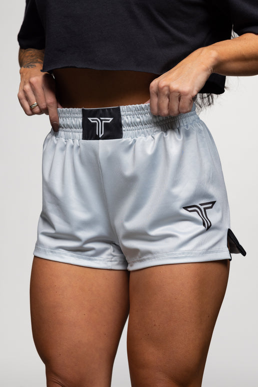 Essential Women's Fight Shorts (3” Inseam) - Silver