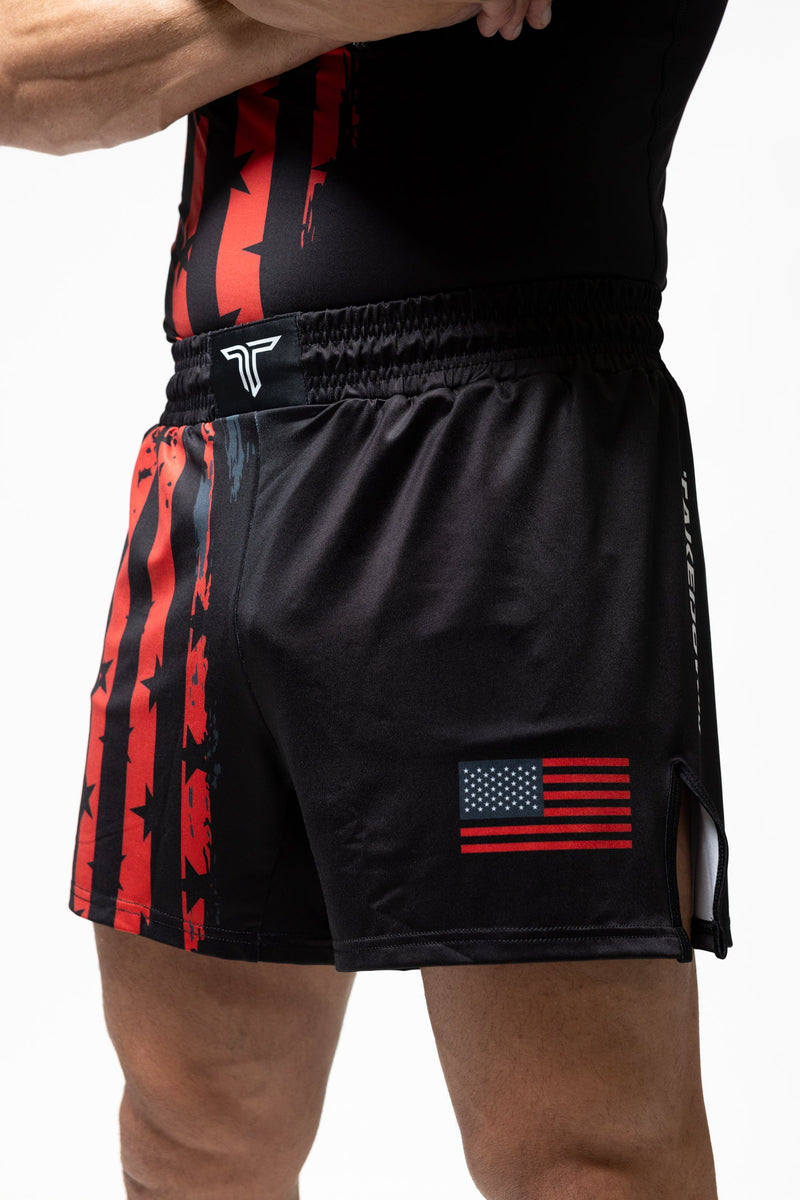 Stars & Stripes Fight Shorts (5”&7“ Inseam) - Black