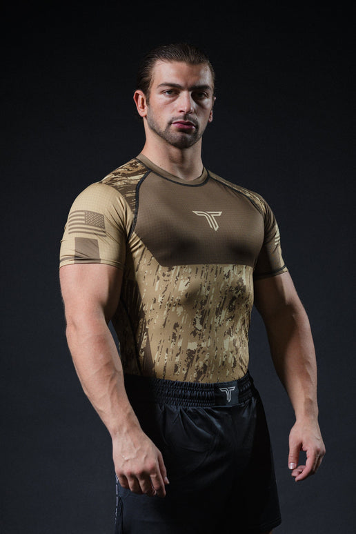 The Patriot Series Short-Sleeve Rashguard - Desert Tan