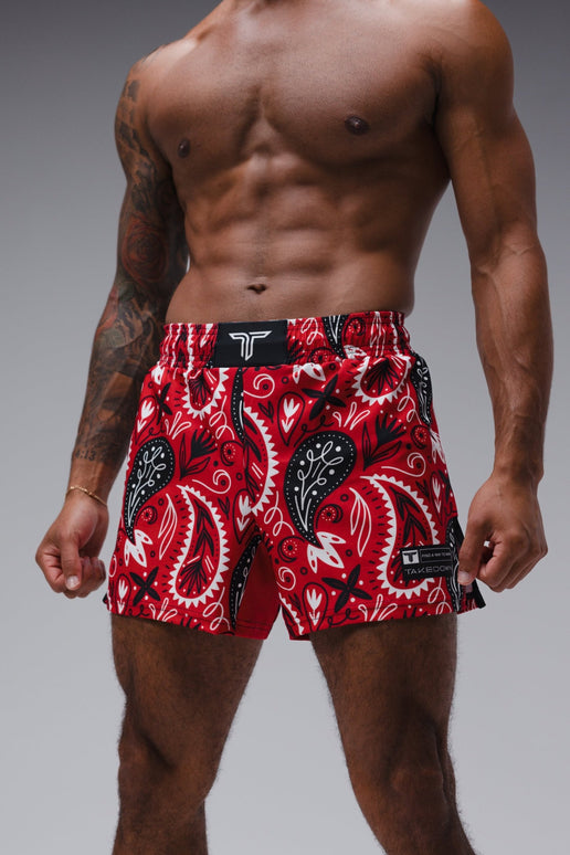 Bandana Fight Shorts (5”&7“ Inseam) - Red