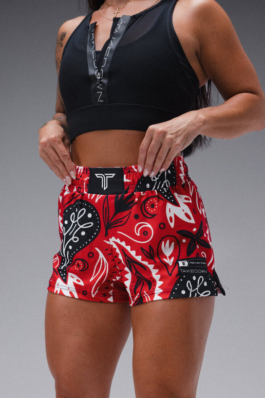 Bandana Women's Fight Shorts (3” Inseam) - Red