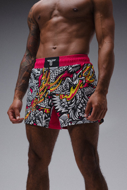 Iron Dragon Fight Shorts (5”&7“ Inseam) - Magenta