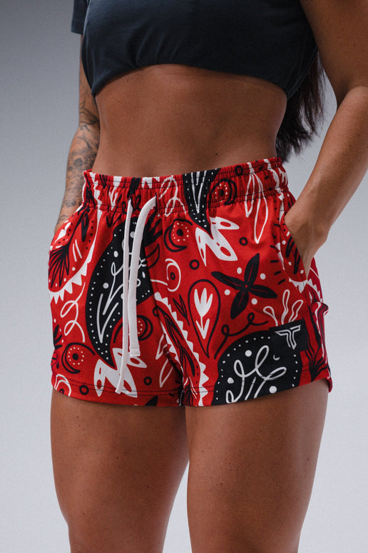 Bandana Women's Gym Short (3” Inseam) - Red