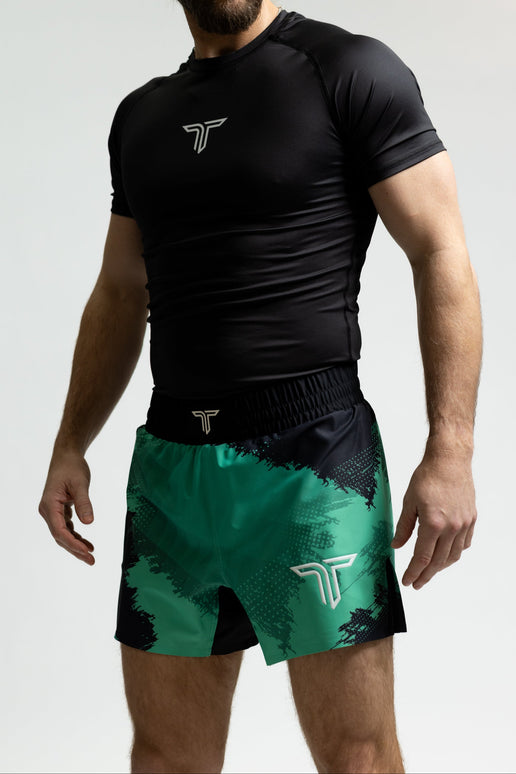 Green Kaos Camo Pro Fight Kit (5” Pro Fight Short & Rashguard Bundle)