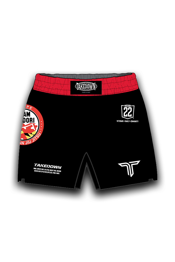 Randori Fight Shorts (5” Inseam) - Red (Black Belt)