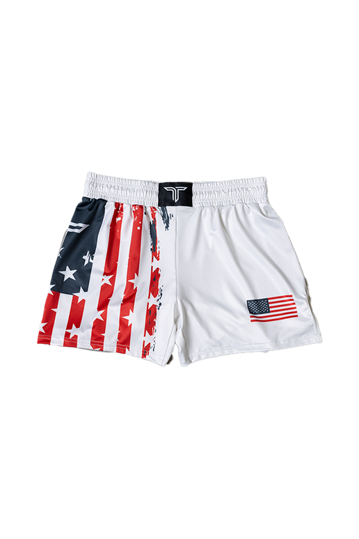 Youth Stars & Stripes Fight Shorts - White