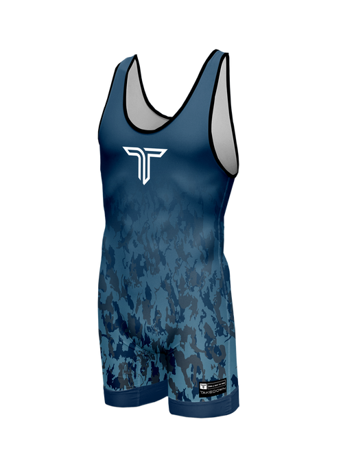 Particle Camo Blue Wrestling Singlet