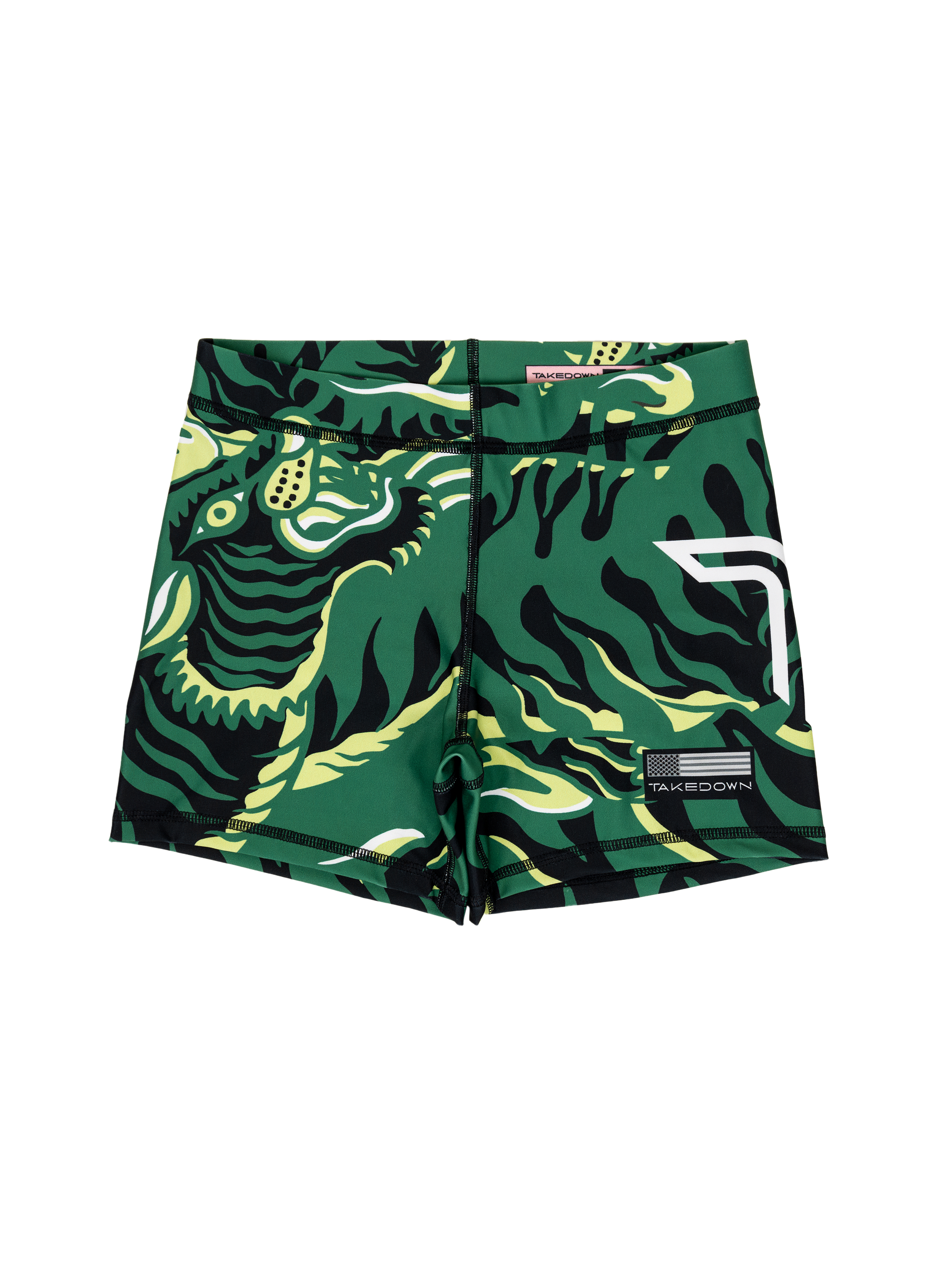 'Tiger Fight' Women's Compression Shorts - Bamboo Green (4