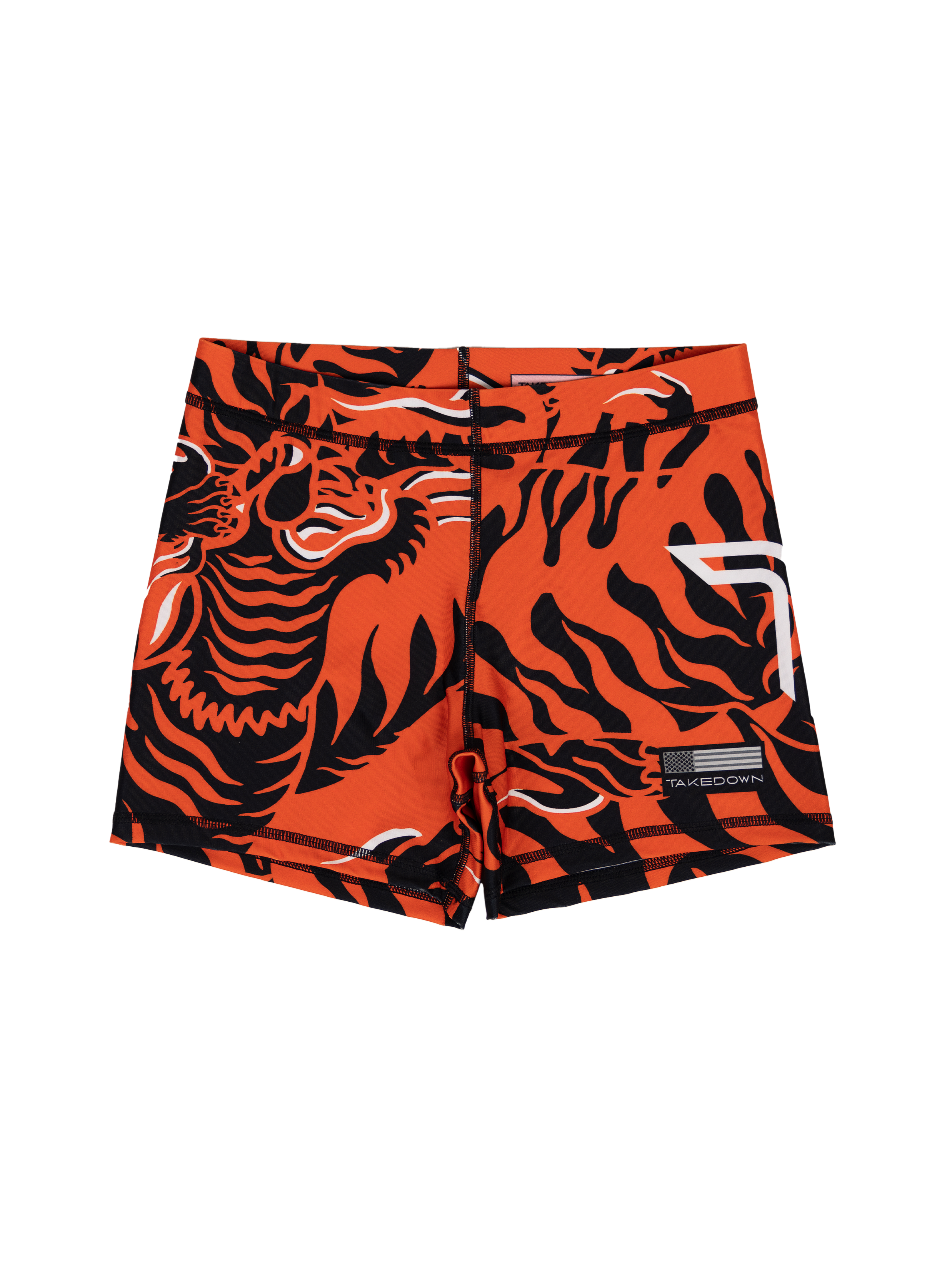'Tiger Fight' Women's Compression Shorts - Caution Orange (4