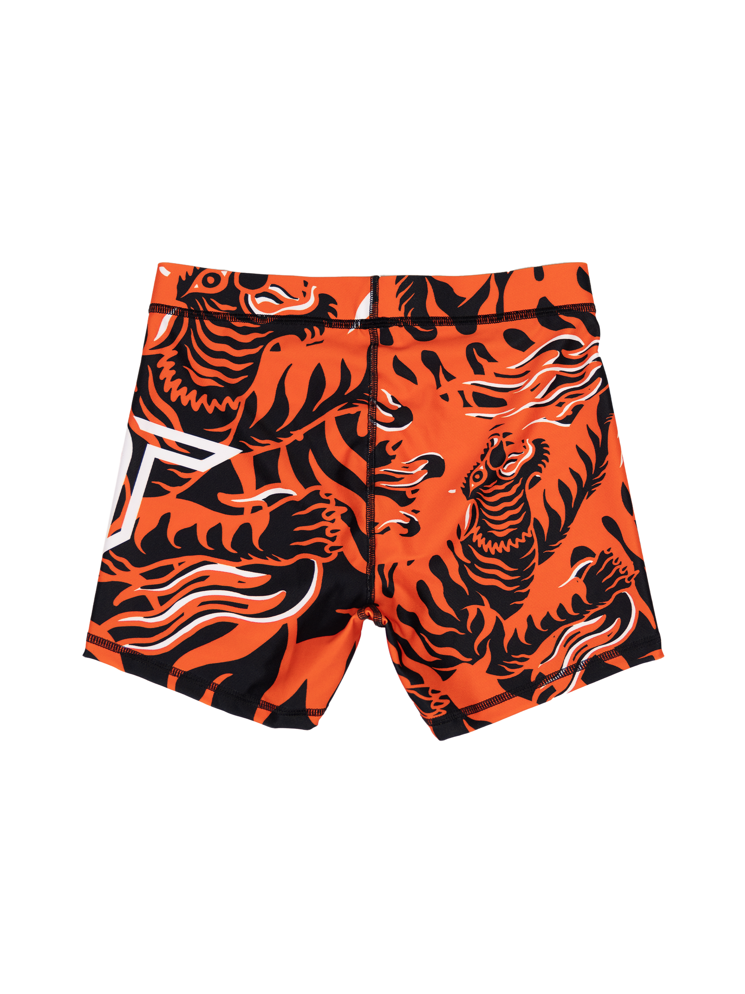 'Tiger Fight' Women's Compression Shorts - Caution Orange (4" Inseam)