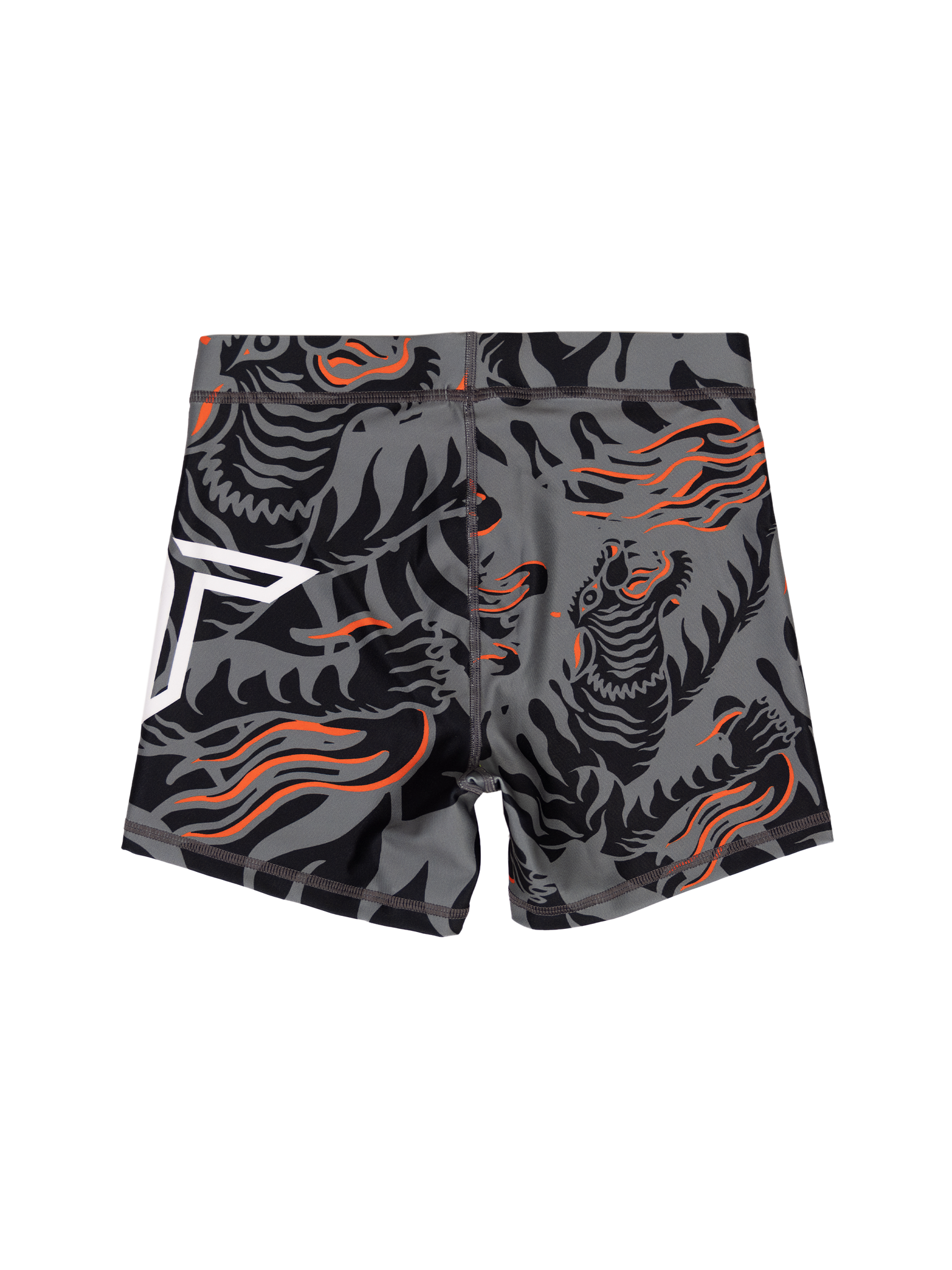'Tiger Fight' Women's Compression Shorts - Fire Grey (4" Inseam)