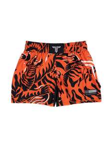 'Tiger Fight' Women's Fight Shorts - Caution Orange (3" & 5" Inseam)