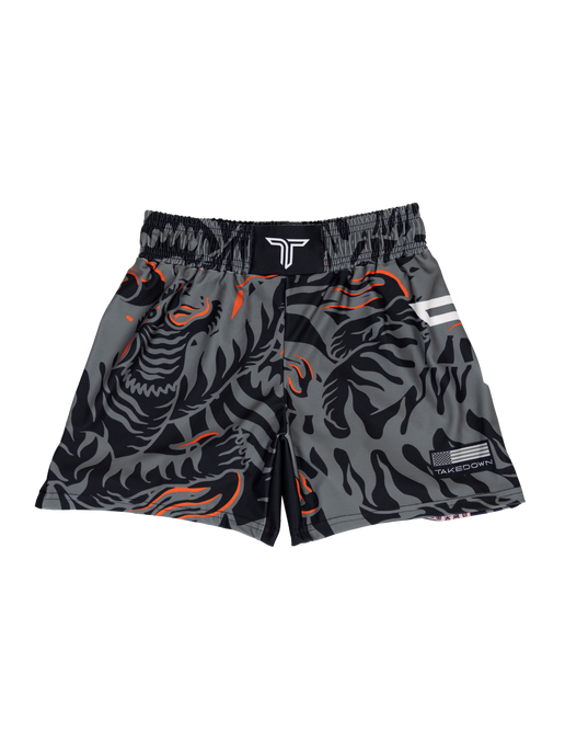 'Tiger Fight' Fight Shorts - Fire Grey (5”&7” Inseam)