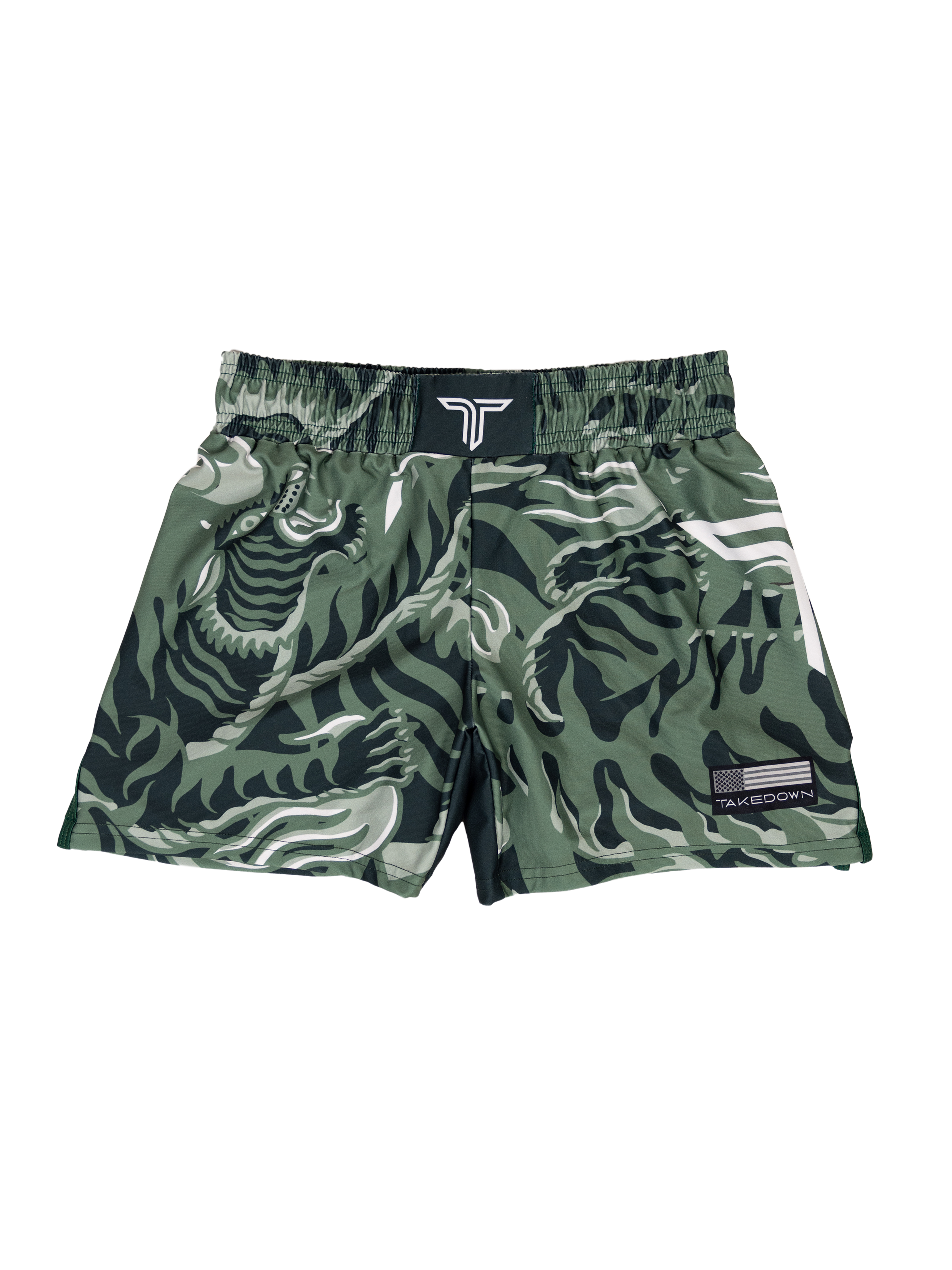 'Tiger Fight' Fight Shorts - Moss Green (5
