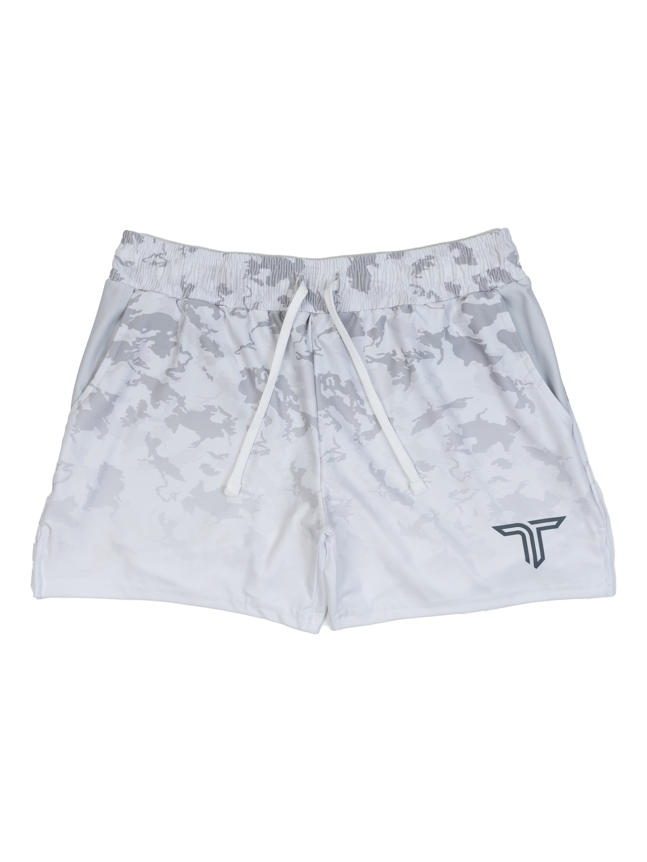 Particle Camo Women's Gym Shorts -Ghost Grey (3