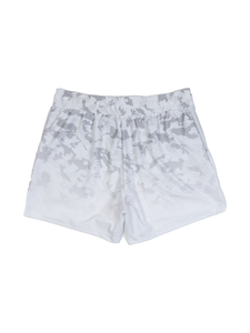 Particle Camo Women's Gym Shorts -Ghost Grey (3" Inseam)