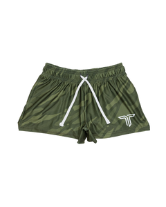 Green Ghost Camo Women's Gym Shorts (3" Inseam)