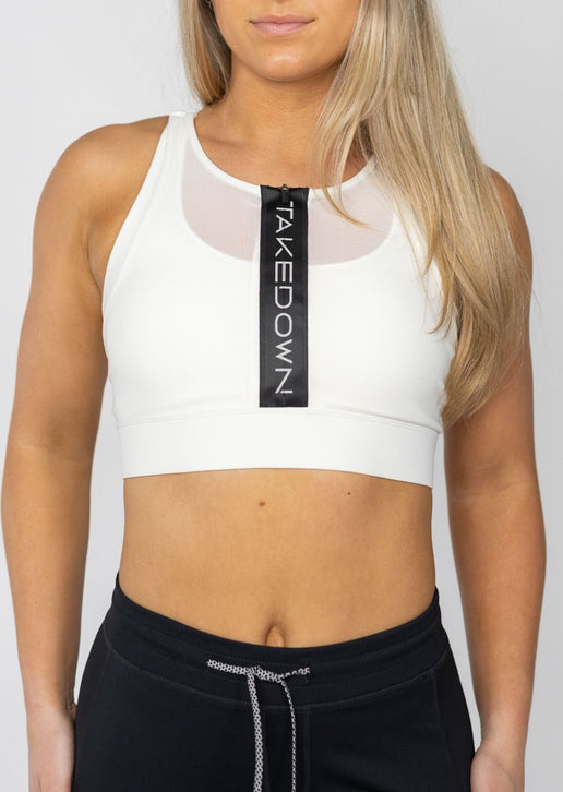 Energy Zip Sports Bra White