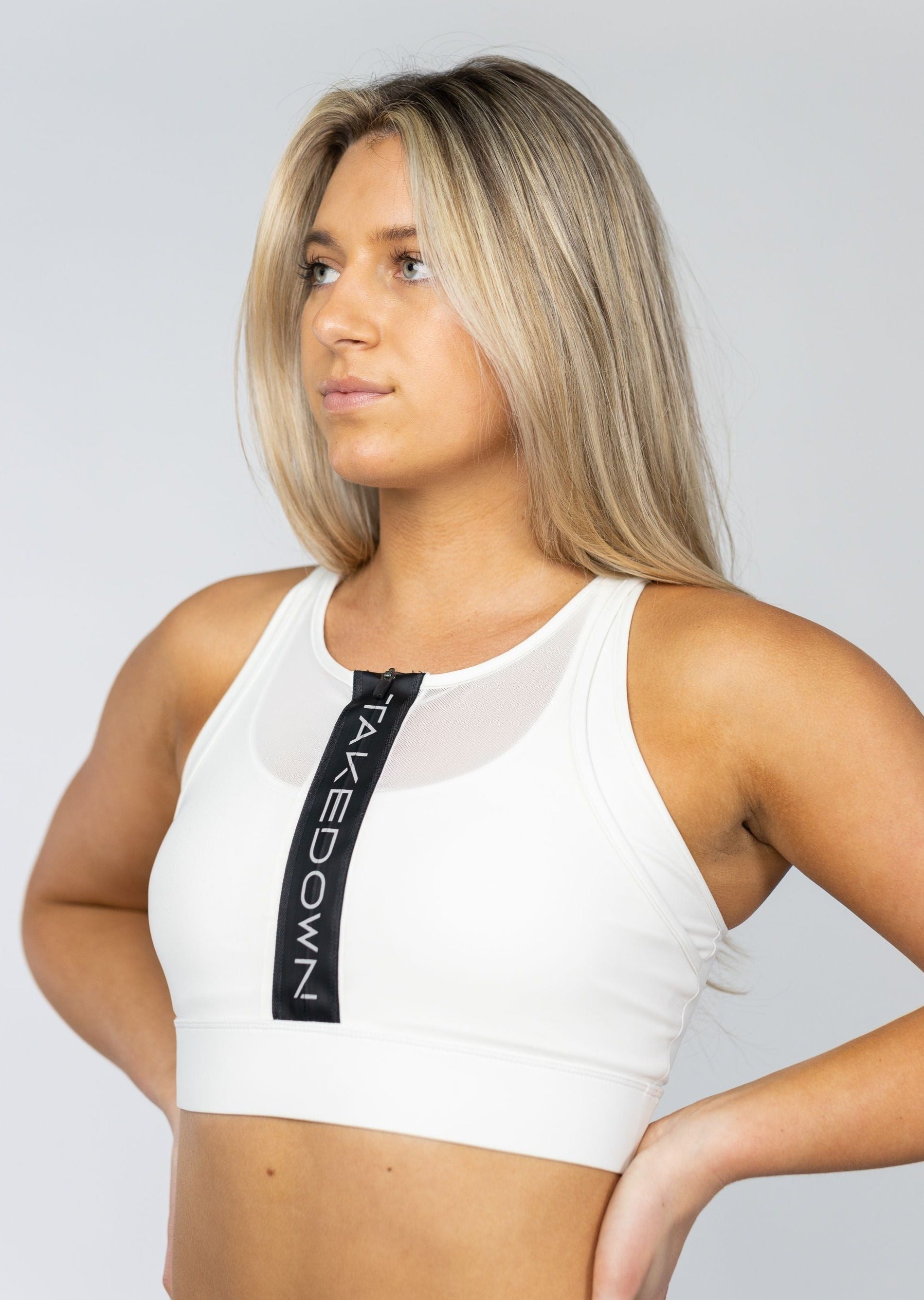 Energy Zip Sports Bra White