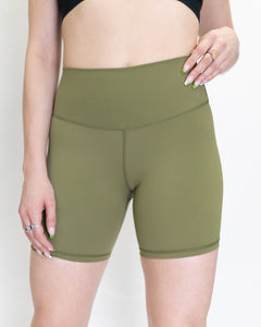 High Waist Power Tech Bike Short Army Green