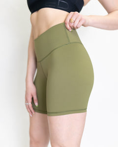 High Waist Power Tech Bike Short Army Green