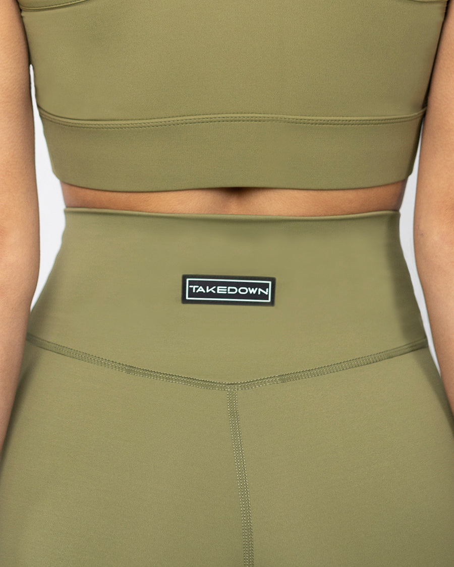 High Waist Power Tech Bike Short Army Green