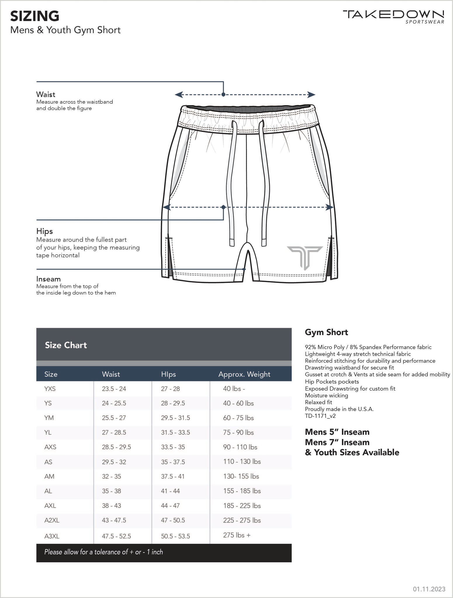 TD-GS-002 360° Custom Gym Shorts (5"&7“ Inseam)